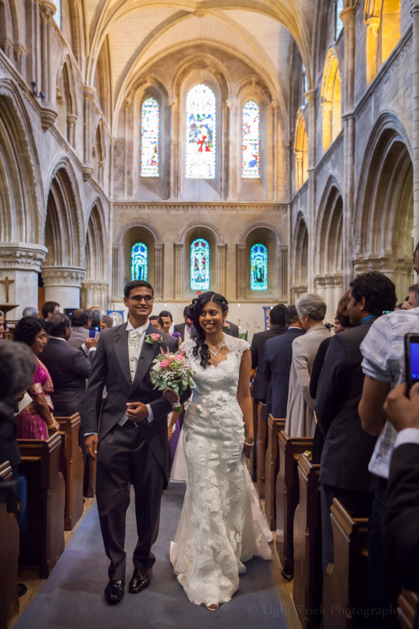 bride and groom exiting church